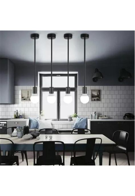 Soquete E27 lámpara colgante 3 unidades color negro-6