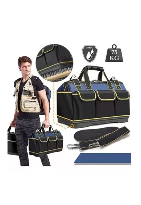 Bolsa de herramientas para electricista, mochila organizador, color negro-2