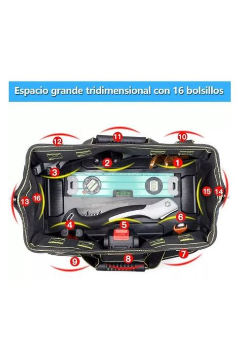 Bolsa de herramientas para electricista, mochila organizador, color negro-3