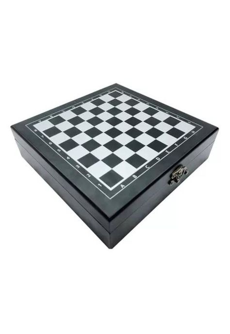 Set de lujo tablero de ajedrez de madera + dominó + cartas póker negro-2