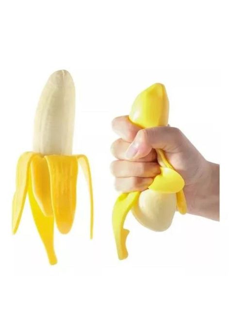Juguete Antiestrés Squishy - Banana Realista Suave y Elástica-0