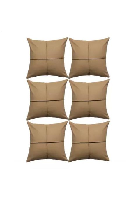 Pack 6 fundas de cojines almohada eco-cuero impermeable 43 cm color café-2