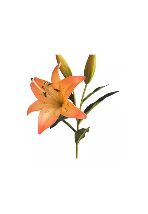 4 Lilium Naranjo Flores Artificiales 69cm-1
