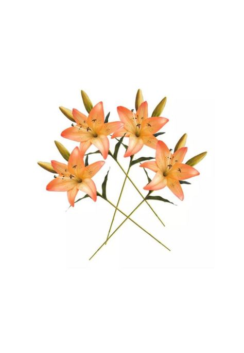 4 Lilium Naranjo Flores Artificiales 69cm-2