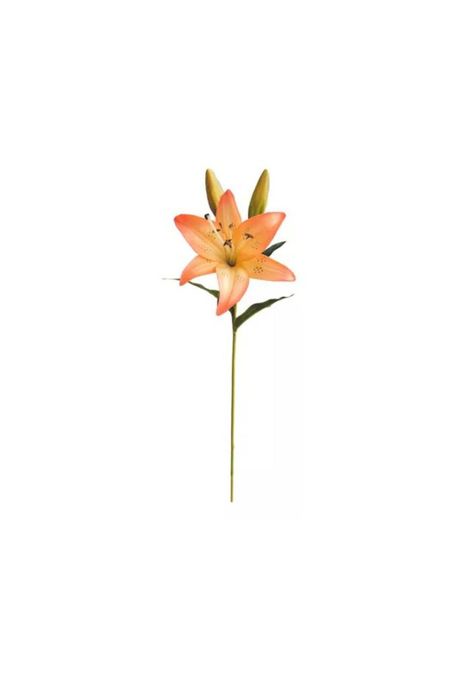 4 Lilium Naranjo Flores Artificiales 69cm-3