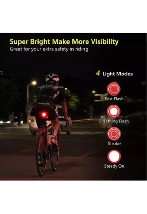 Luz de Bicicleta LED - Con Sensor de Freno, Recargable, USB, IPX6-2