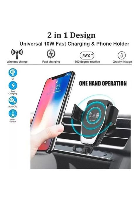 Cargador inalámbrico celular auto 10W soporte carga rápida-3