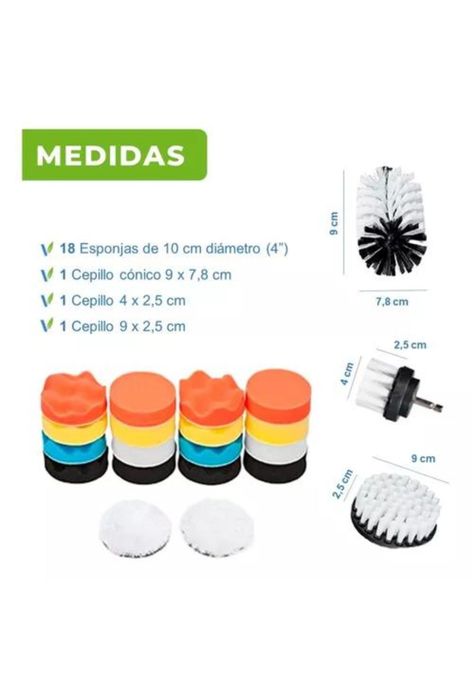 Kit de pulido y limpieza de tapiz para auto, 23 piezas, pads para taladro, multicolor-4