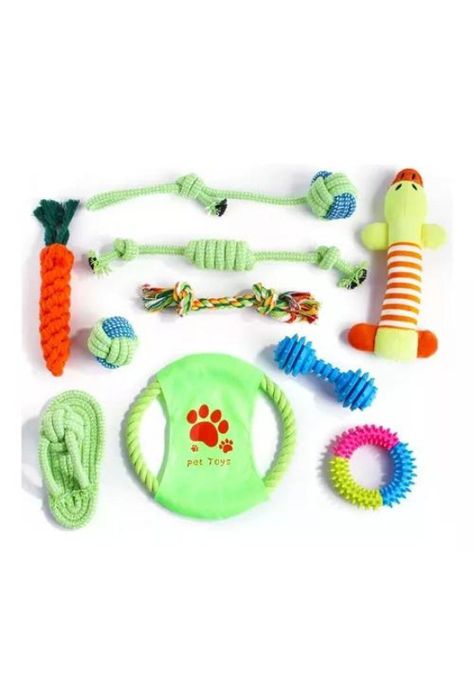 Set de 10 juguetes para mascotas, incluye pelota de cuerda y más-2