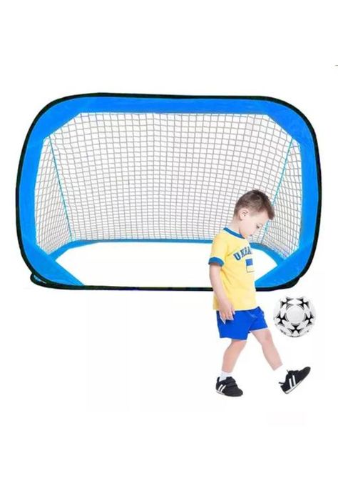 Arcos de fútbol plegables con red 120x75 cm azul-2