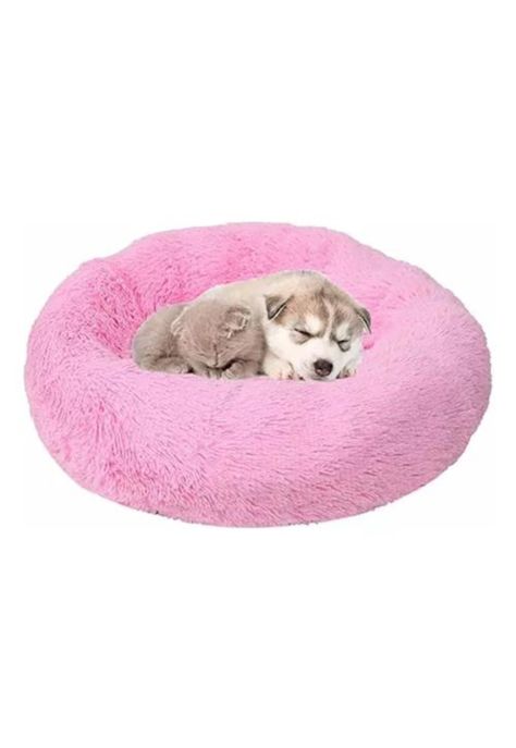 Cama antiestrés de felpa para perros y gatos 50 cm rosado-0