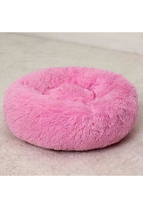 Cama antiestrés de felpa para perros y gatos 50 cm rosado-2
