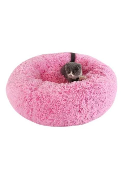 Cama antiestrés de felpa para perros y gatos 50 cm rosado-4