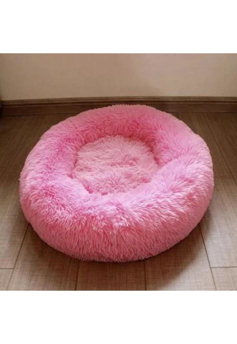 Cama antiestrés de felpa para perros y gatos 50 cm rosado-6