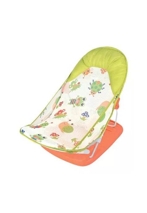 Silla de baño plegable para bebé con almohada y red flotante, verde-0