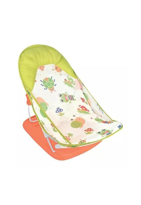 Silla de baño plegable para bebé con almohada y red flotante, verde-1
