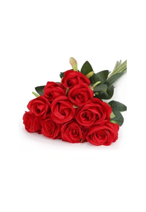 Pack de 12 Rosas Artificiales de Terciopelo en Color Rojo-0