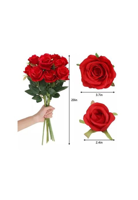 Pack de 12 Rosas Artificiales de Terciopelo en Color Rojo-1