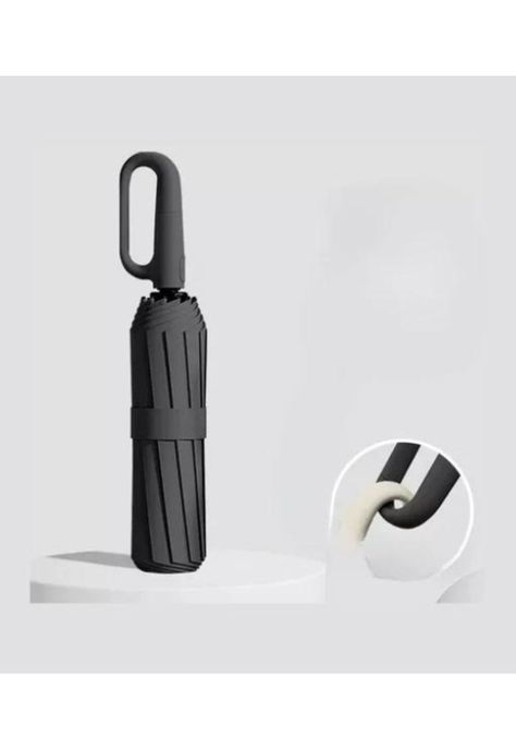 Paraguas automático antivendaval huesos colgable negro-2