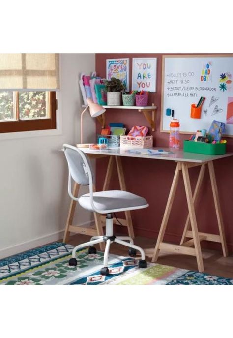 Silla de escritorio con tapizado de tela melange Casaideas color gris-5