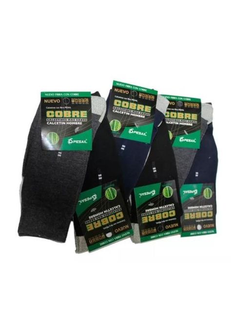 Pack de 6 calcetines de cobre para hombre, precio por seis pares, color negro/gris-2