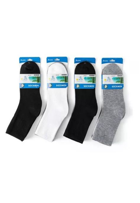 Pack de 12 calcetines largos de bambú para hombre, lisos, deportivos, multicolor-4