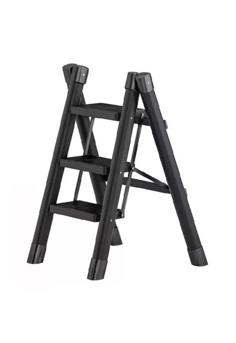 Escalera Plegable Acero Con 3 P Negro-0