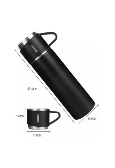 Set de Termos para Agua Caliente/Fría + 3 Tazas de 500 ml, Café Mate, Color Gris-1