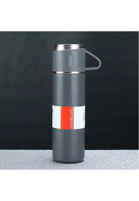 Set de Termos para Agua Caliente/Fría + 3 Tazas de 500 ml, Café Mate, Color Gris-4