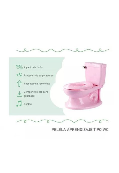 Pelela Aprendizaje Tipo WC - Sonido Cisterna, Colores Metinca, Color Rosado-2