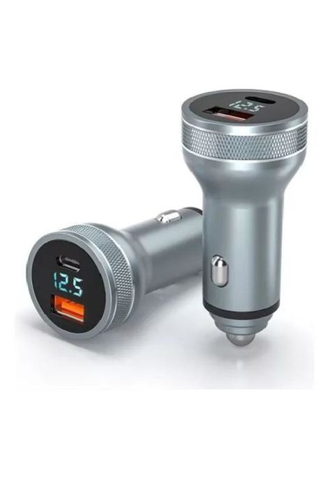 Cargador auto Essager carga rápida 36W tipo USB y tipo C gris-0