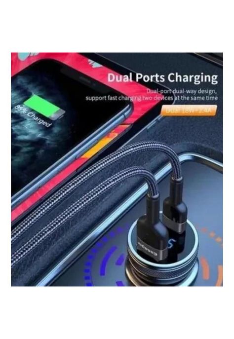 Cargador auto Essager carga rápida 36W tipo USB y tipo C gris-2