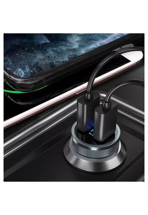 Cargador auto Essager carga rápida 36W tipo USB y tipo C gris-5