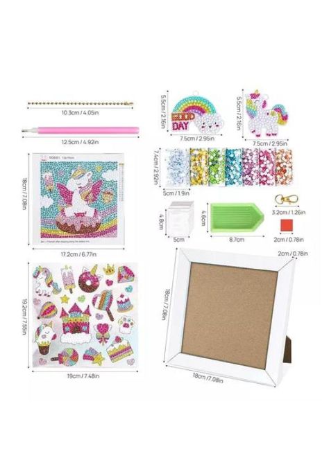 Kit de pintura diamante 5D DIY para niños con marco, color rosado-5