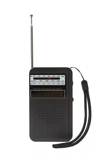 Radio portátil bolsillo AM/FM con antena MK-308, color negro-0