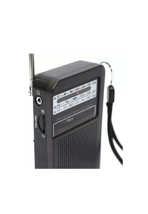 Radio portátil bolsillo AM/FM con antena MK-308, color negro-1