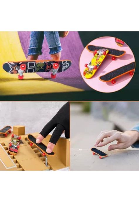Set de 12 mini juegos de skate para dedos con accesorios-3