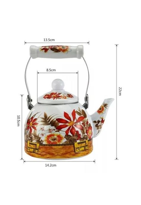 Tetera de 2 Litros - Enlozada, Esmaltada, Diseño Flores-1
