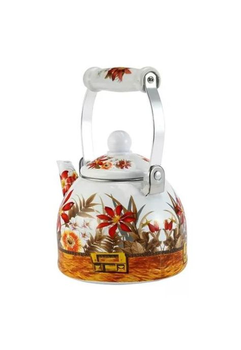 Tetera de 2 Litros - Enlozada, Esmaltada, Diseño Flores-3