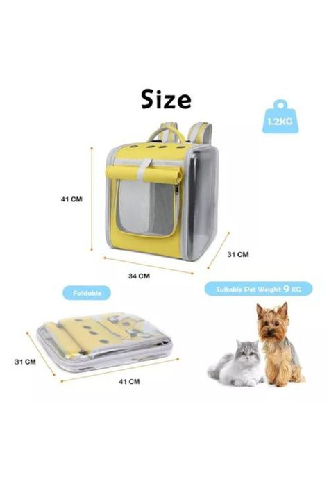 Bolso mochila porta perros jaula transporte perros y gatos amarillo-2
