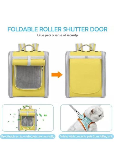 Bolso mochila porta perros jaula transporte perros y gatos amarillo-4