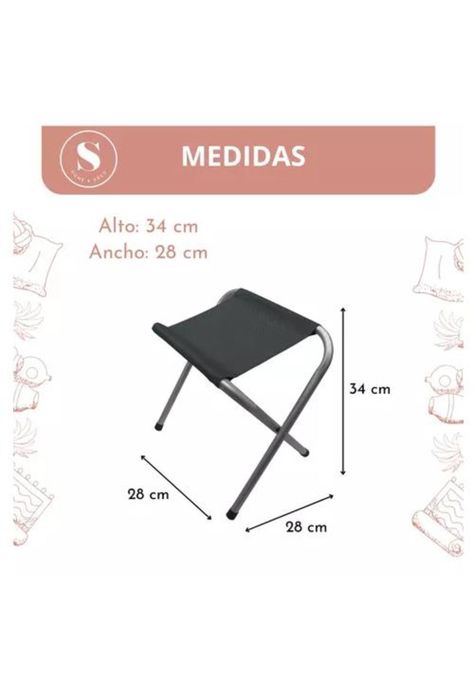 Asiento plegable para camping negro-2