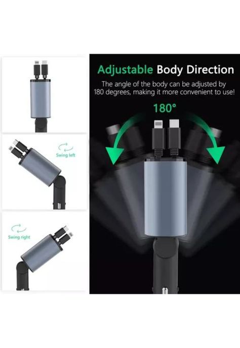 Cargador 4 en 1 auto ultra rápido 2.0 dual USB-C PD 60W-5