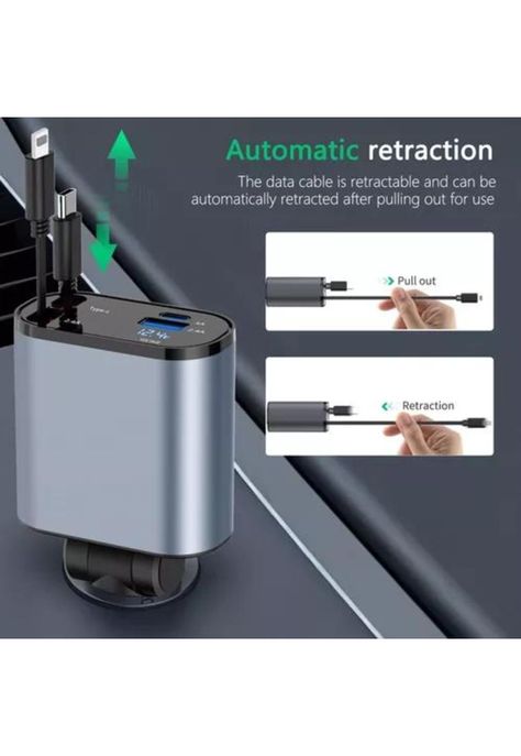 Cargador 4 en 1 auto ultra rápido 2.0 dual USB-C PD 60W-6