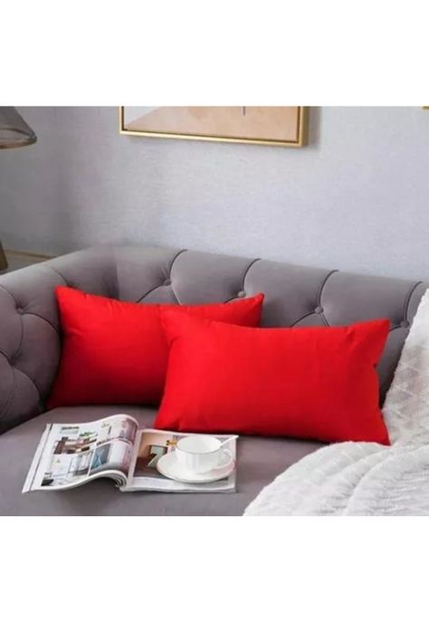 Pack de 2 Fundas Terciopelo Liso 30x50 cm Rojo-1