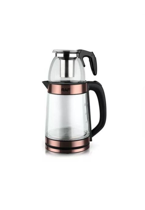 Hervidor de agua eléctrico de vidrio doble con filtro de té-0