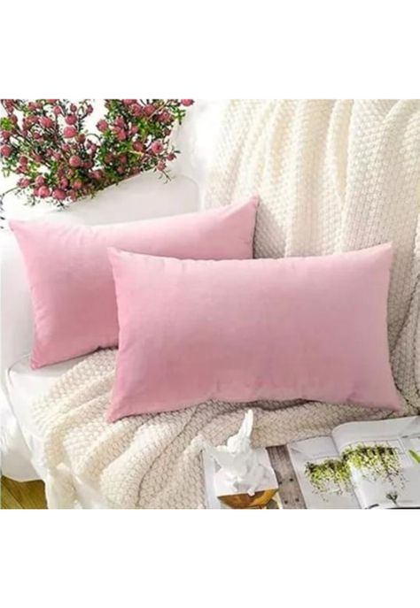 Pack de 2 Fundas Terciopelo Liso 30x50 cm Rosa-1