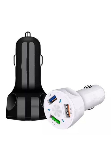 Cargador auto 3 puertos USB 7A / 12V QC 3.0 carga rápida negro-0