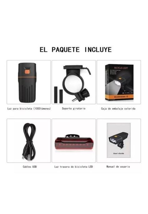 Luz de Bicicleta - Impermeable, Recargable, Trasera, 1000lm-5