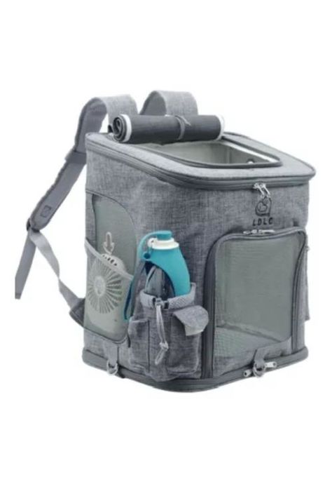 Mochila de viaje cómoda y segura para perros y gatos gris-0